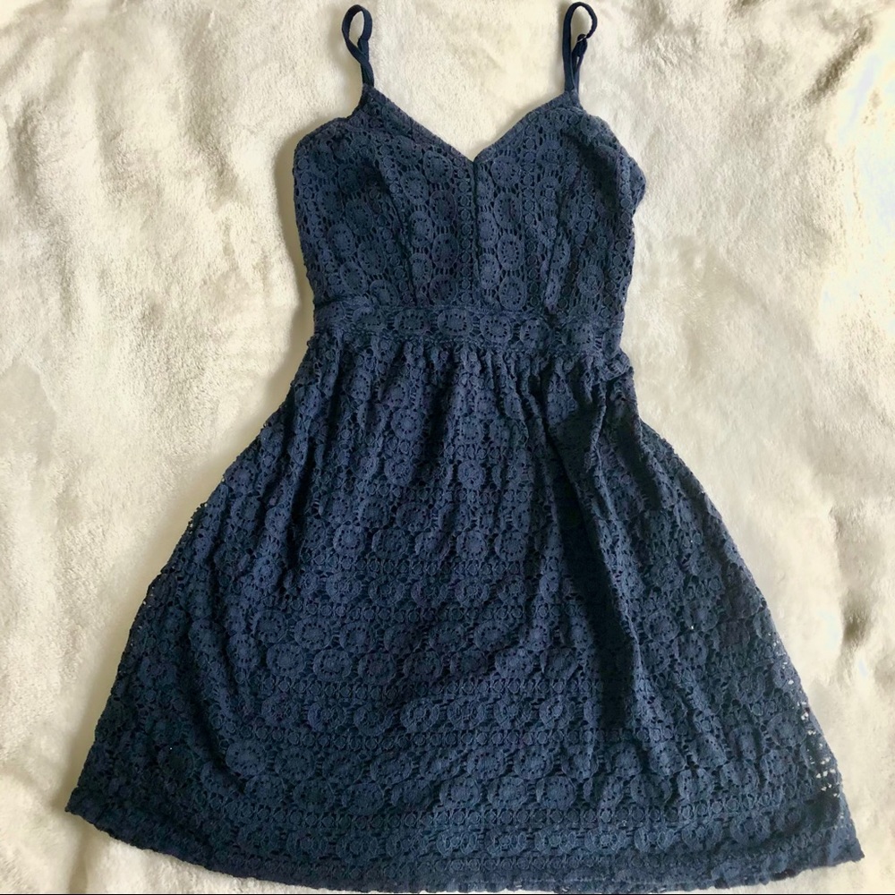 A&F navy blue lace dress
